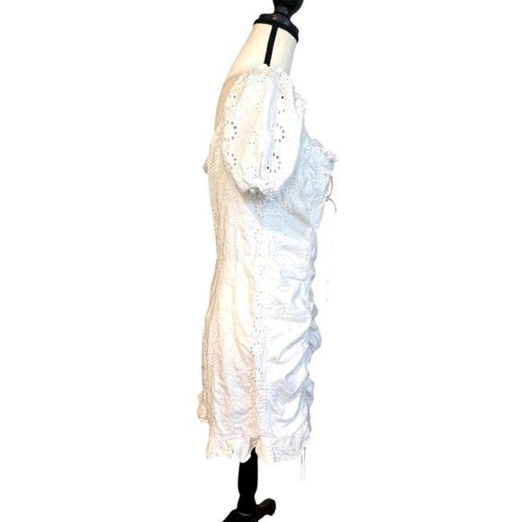 Selfie Leslie White La Quinta Lace-Up Bust Drawstring Detail Eyelet Dress Dress - Picture 9 of 16